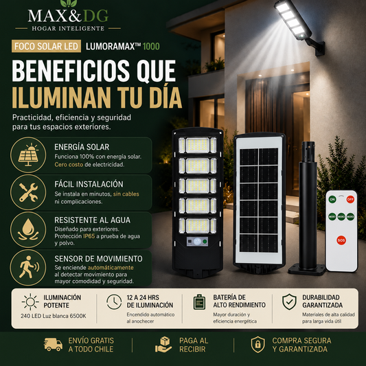 LumoraMax™ | Foco Solar LED con Sensor de Movimiento